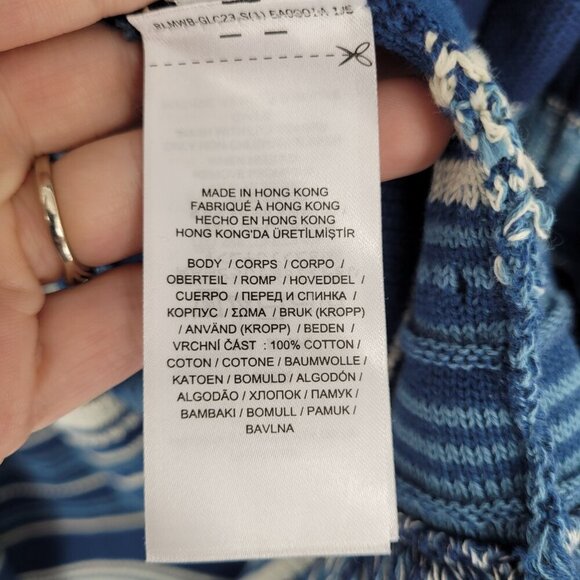 Lauren Ralph Lauren womens Large Blue Stripe knit open front fringe cardigan NWT - Picture 7 of 13